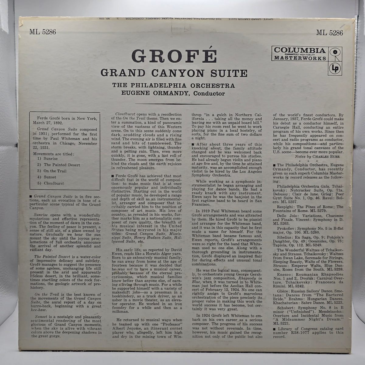 Ferde Grofé, Eugene Ormandy / The Philadelphia Orchestra - Grand Canyon Suite (LP) (Très bon état (VG+))