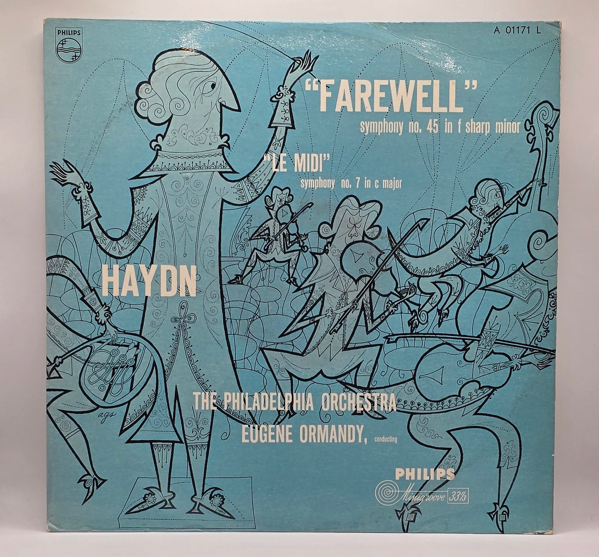 The Philadelphia Orchestra, Eugene Ormandy / Haydn* - Symphonie n° 45 en fa dièse mineur « Les Adieux » / Symphonie n° 7 en ut majeur « Le Midi » (LP) (Très bon état (VG+))