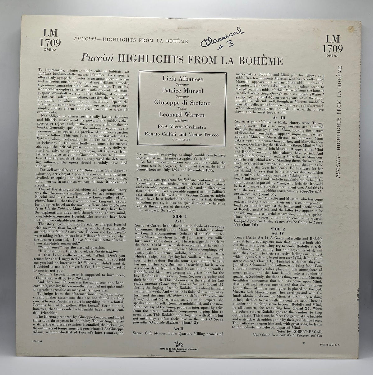 Puccini* - Highlights From La Bohème (LP) (Very Good Plus (VG+))